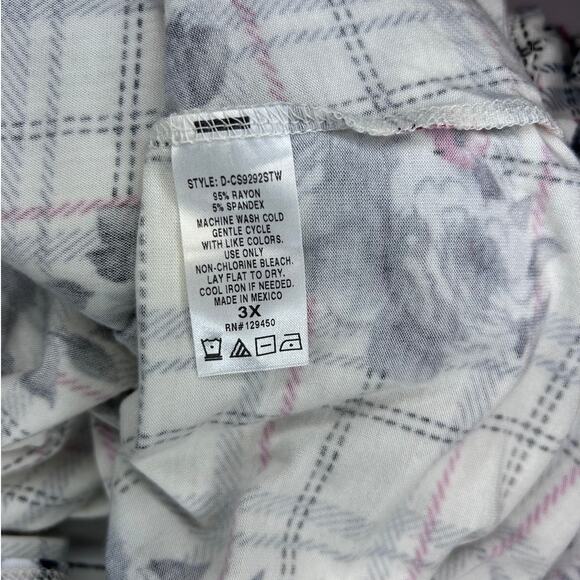 Como Vintage Womens 3X Plaid Floral V-Neck Tunic Top - Picture 8 of 10